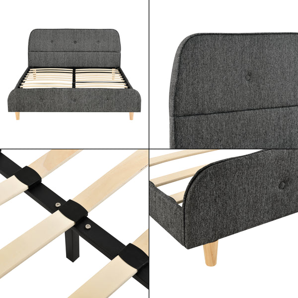 Lit rembourré Silkeborg simili cuir/lin en différentes tailles et couleurs en.casa