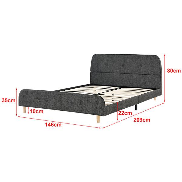Lit rembourré Silkeborg avec matelas en similicuir/lin en différentes tailles et couleurs [en.casa]
