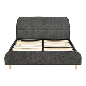 Lit rembourré Silkeborg avec matelas en similicuir/lin en différentes tailles et couleurs [en.casa]