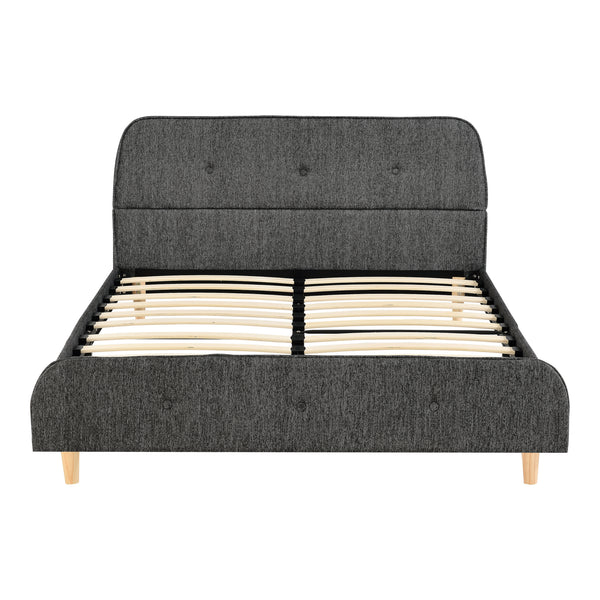 Lit rembourré Silkeborg avec matelas en similicuir/lin en différentes tailles et couleurs [en.casa]