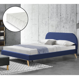 Lit Rembourré Robuste avec Sommier à Lattes Lit Double Solide Confortable avec Matelas Mousse à Froid Bois Polyester Corium et [neu.haus]