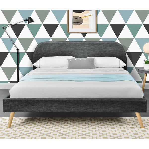 Lit Rembourré Robuste avec Sommier à Lattes Lit Double Solide Confortable avec Matelas Mousse à Froid Bois Polyester Corium et [neu.haus]