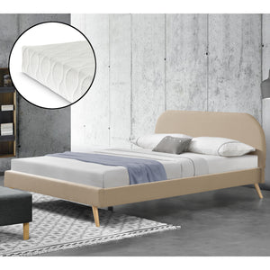 Lit Rembourré Robuste avec Sommier à Lattes Lit Double Solide Confortable avec Matelas Mousse à Froid Bois Polyester Corium et [neu.haus]
