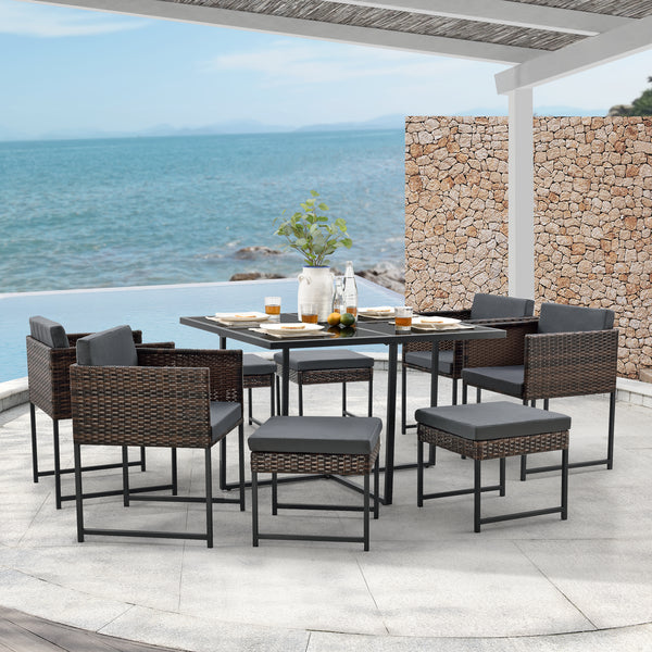 Salon de Jardin pour 8 Personnes Tarragona avec Coussins plusieurs couleurs [en.casa]