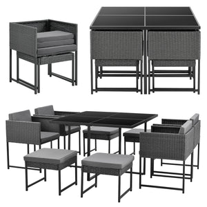 Ensemble de meubles de jardin en polyrattan Tarragona pour 8 personnes en différentes couleurs en.casa