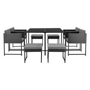 Ensemble de meubles de jardin en polyrattan Tarragona pour 8 personnes en différentes couleurs en.casa