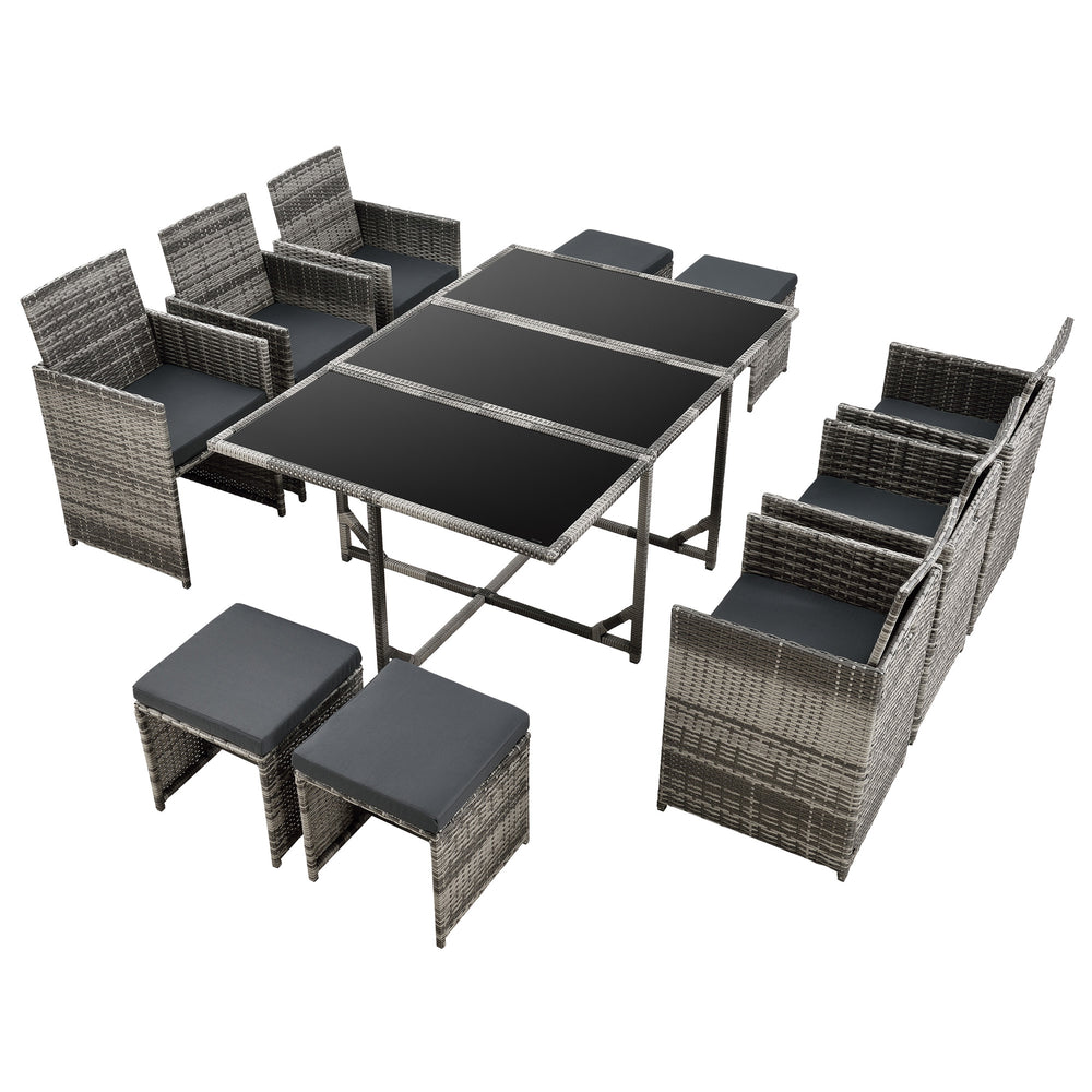 Salon de jardin en polyrattan Laredo XL diff. couleurs [en.casa] - premiumXL