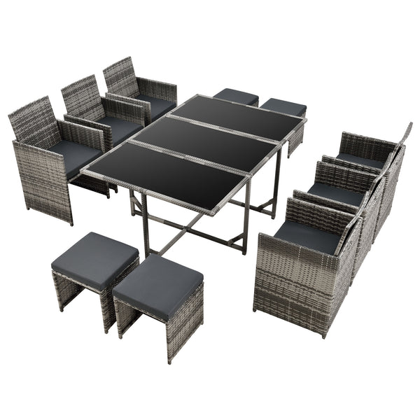 Salon de Jardin Laredo Acier Polyrotin Polyester couleurs différentes [en.casa]