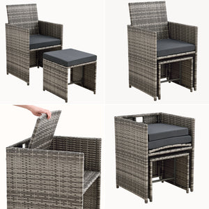 Salon de Jardin Laredo Acier Polyrotin Polyester couleurs différentes [en.casa]