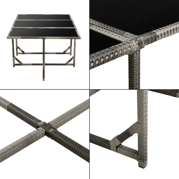 Salon de Jardin Laredo Acier Polyrotin Polyester couleurs différentes [en.casa]