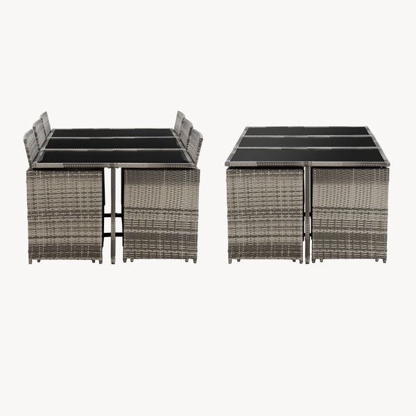 Salon de Jardin Laredo Acier Polyrotin Polyester couleurs différentes [en.casa]