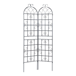 Treillis de jardin en set de 2 pièces Barrea acier noir casa.pro