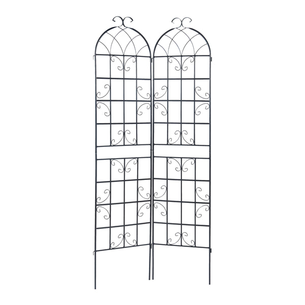 Treillis de jardin en set de 2 pièces Barrea acier noir casa.pro