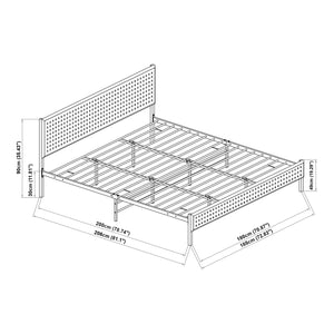 Lit en métal Linköping avec tête de lit rectangulaire et matelas [en.casa]