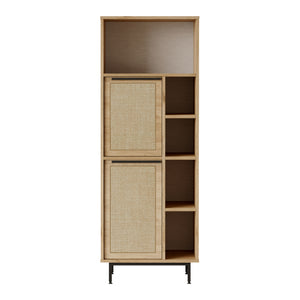Armoire de cuisine Kvænangen effet chêne aspect rotin noir [en.casa]