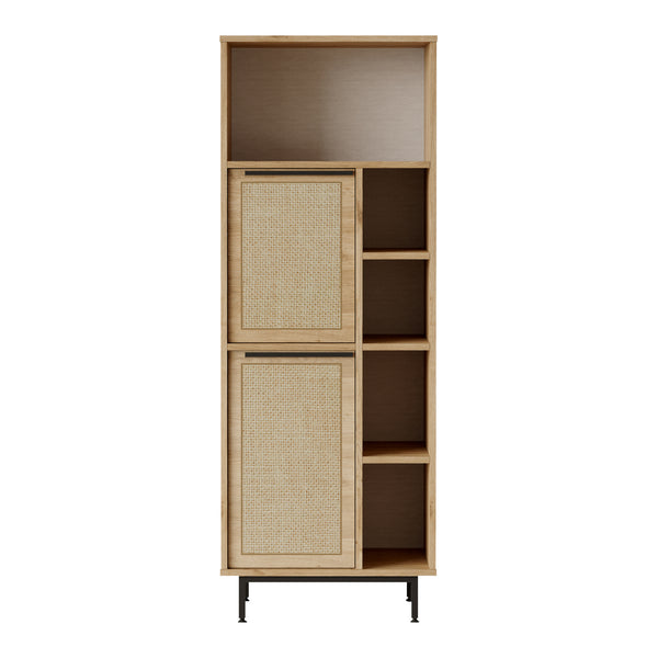 Armoire de cuisine Kvænangen effet chêne aspect rotin noir [en.casa]