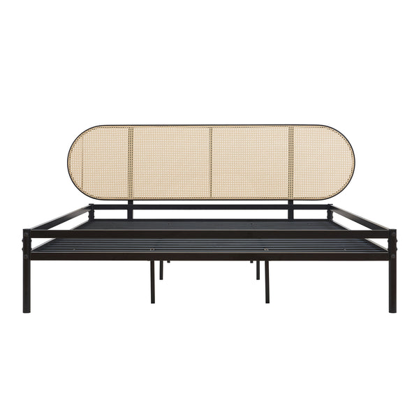 Lit en métal Linköping avec tête de lit ovale [en.casa]