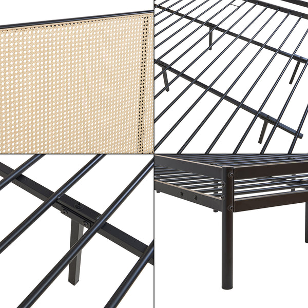 Lit en métal Linköping avec tête de lit ovale [en.casa]