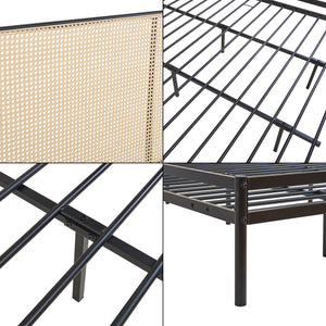 Lit en métal Linköping avec tête de lit ovale et matelas [en.casa]