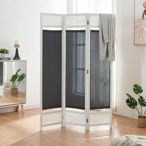 Paravent Dorotea Blanc/Gris foncé [en.casa]