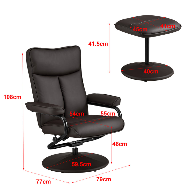 Croquis coté Fauteuil Relaxant TV Lohja 108 x 79 x 77 cm Plusieurs couleurs [en.casa]