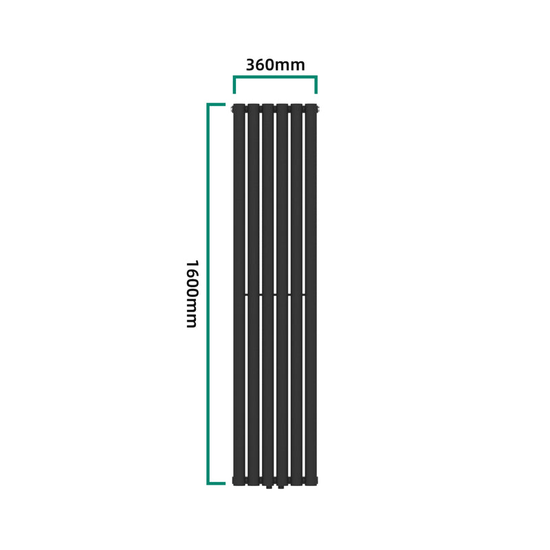 Croquis coté Radiateur à panneau plat Nore 636 W acier 160 x 36 cm noir [neu.haus]