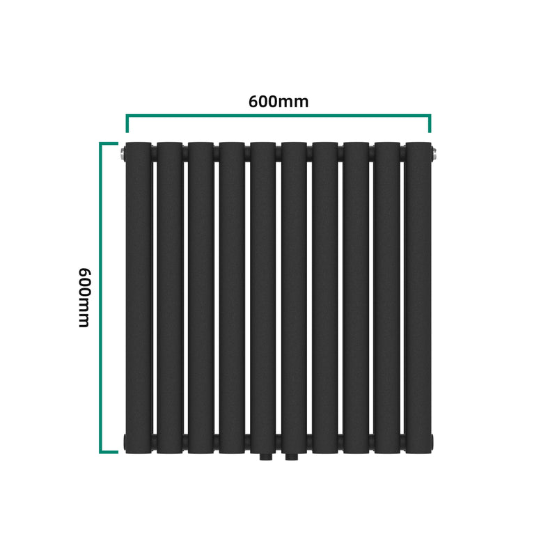 Croquis coté Radiateur à panneaux double Nore 800 W acier 60 x 60 cm noir [neu.haus]