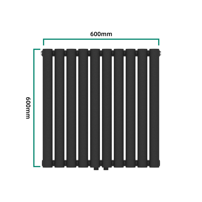Croquis coté Radiateur à panneau plat Nore 449 W acier 60 x 60 cm noir [neu.haus]