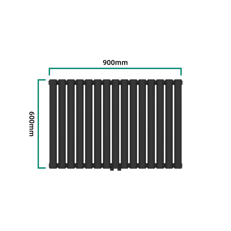 Croquis coté Radiateur à panneaux double Nore 1180 W acier 60 x 90 cm noir [neu.haus]