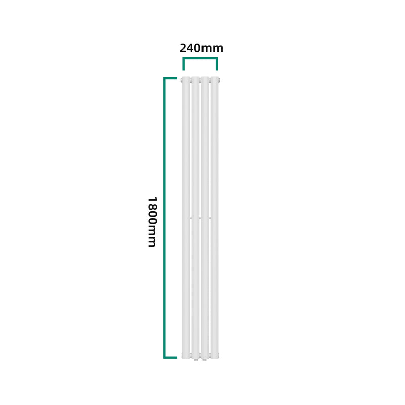Croquis coté Radiateur à panneau plat Nore 484 W acier 180 x 24 cm blanc [neu.haus]