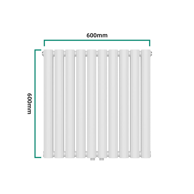 Croquis coté Radiateur à panneaux double Nore 800 W acier 60 x 60 cm blanc [neu.haus]