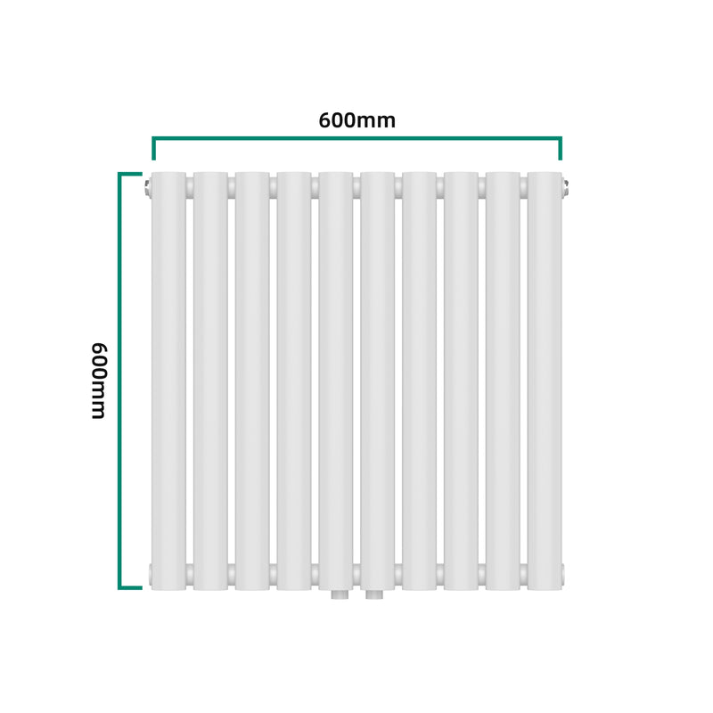 Croquis coté Radiateur à panneau plat Nore 449 W acier 60 x 60 cm blanc [neu.haus]