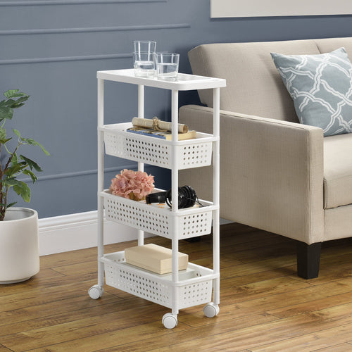 Meuble de rangement à roulettes Plusieurs tailles Blanc [en.casa]