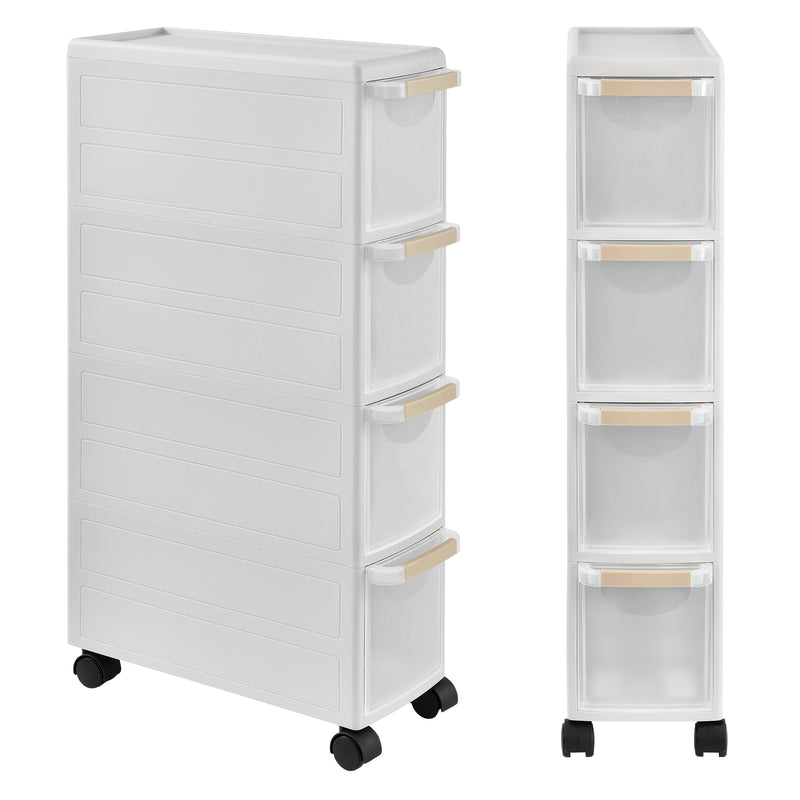 Croquis coté Meuble de rangement à roulettes Plusieurs tailles Blanc [en.casa]