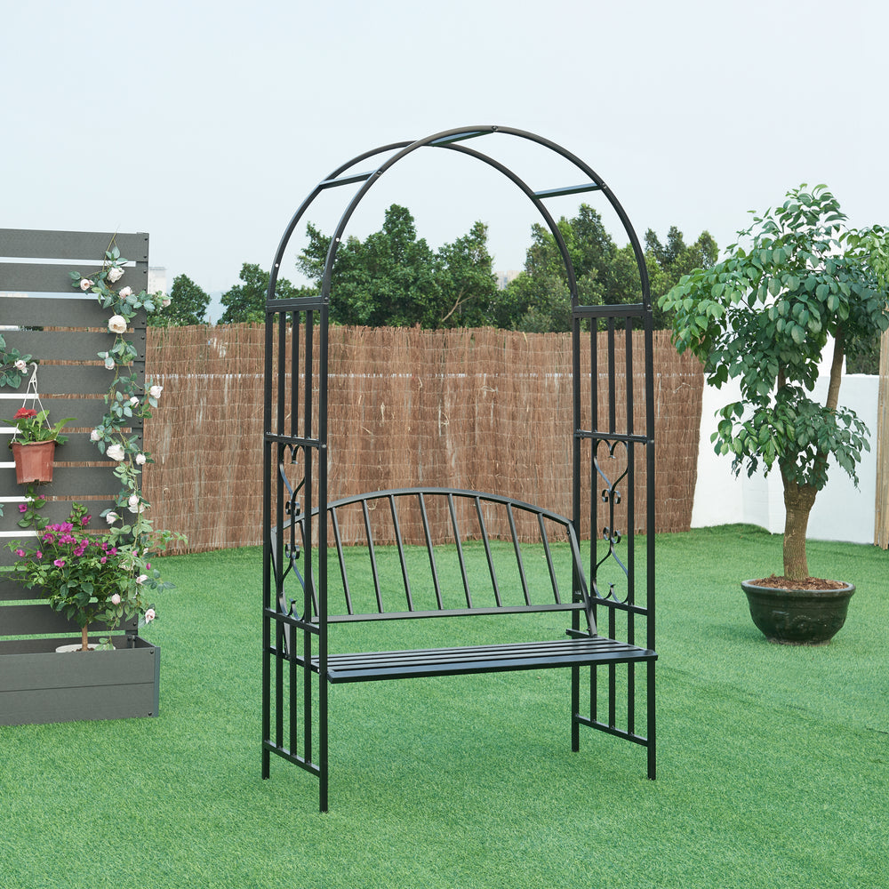 Arche de rose Barile avec banc Noir [casa.pro]