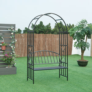 Arche de rose Barile avec banc Noir [casa.pro]