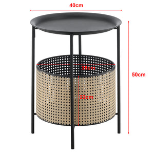 Table Basse Stylée à Plateau Amovible Panier Amovible Table d'appoint Multi-usages pour Bureau Salon Métal Noir Sable [en.casa]