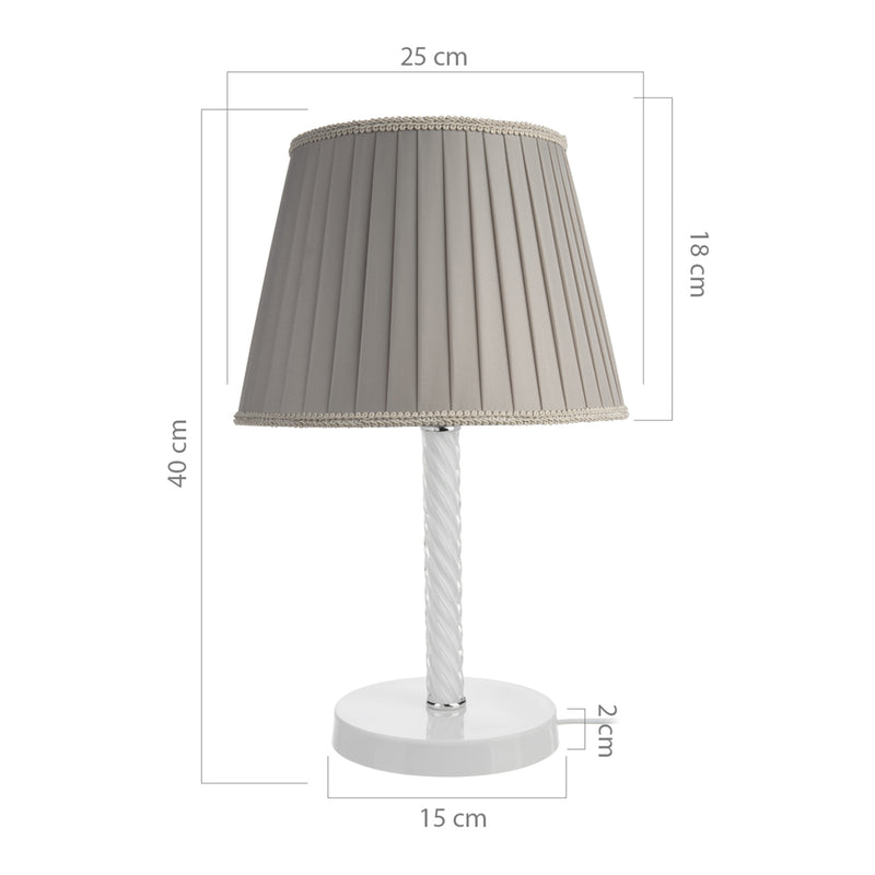 Croquis coté Lampe de bureau Kilbride en métal verre textile 40 cm E27 [lux.pro]