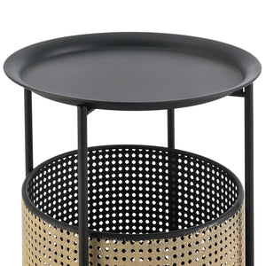 Table Basse Stylée à Plateau Amovible Panier Amovible Table d'appoint Multi-usages pour Bureau Salon Métal Noir Sable [en.casa]