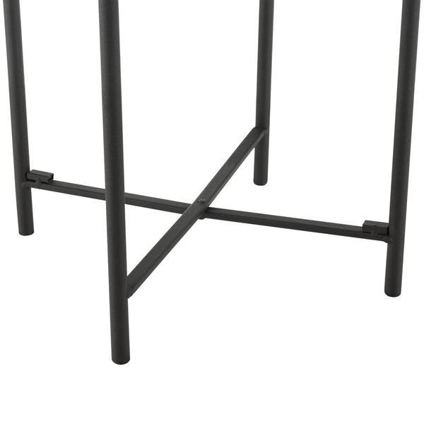 Table Basse Stylée à Plateau Amovible Panier Amovible Table d'appoint Multi-usages pour Bureau Salon Métal Noir Sable [en.casa]