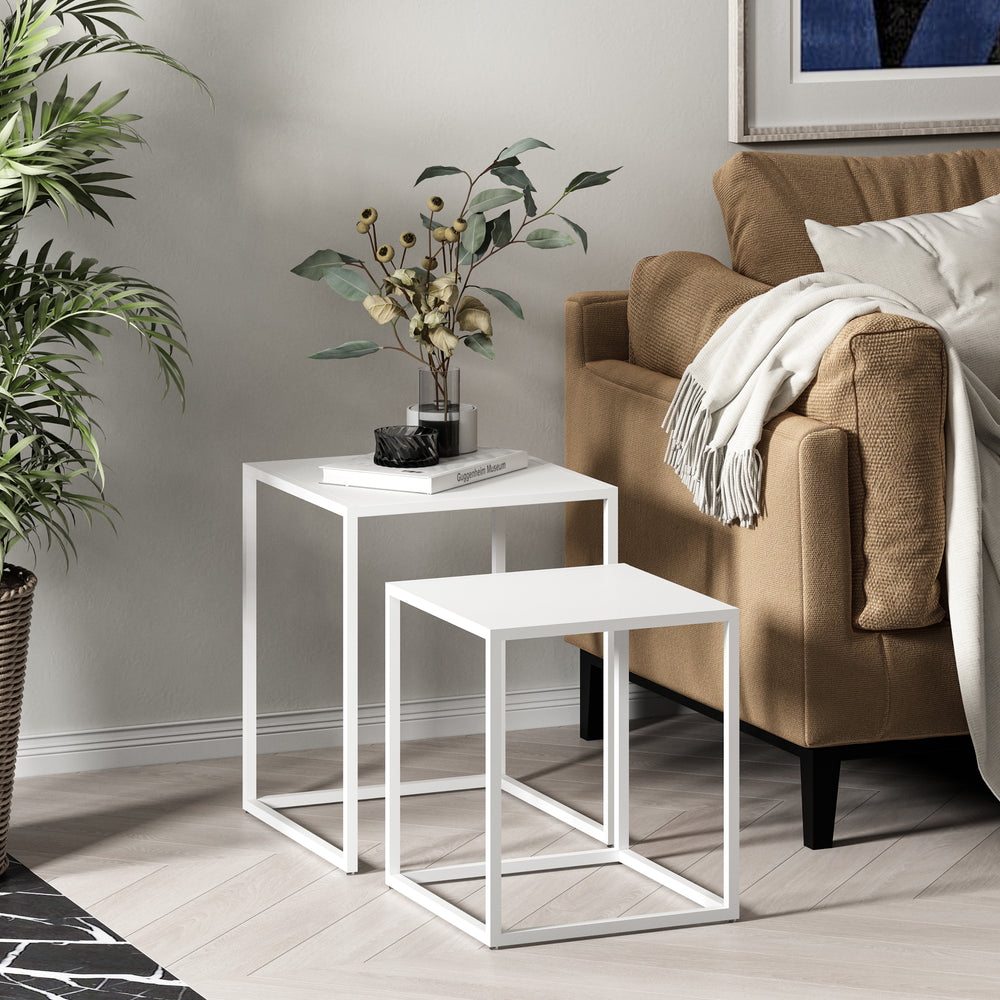 Set de 2 tables gigognes Vejen pour salon acier [en.casa]