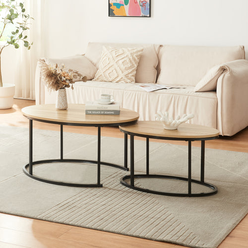 Table d’appoint Pays-Bas lot de 2 Noir/Chêne [en.casa] - premiumXL