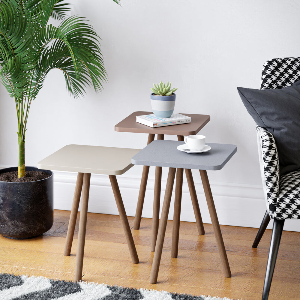 Table d’appoint Hobro en lot de 3, carré 49x34x34 cm [en.casa] - premiumXL