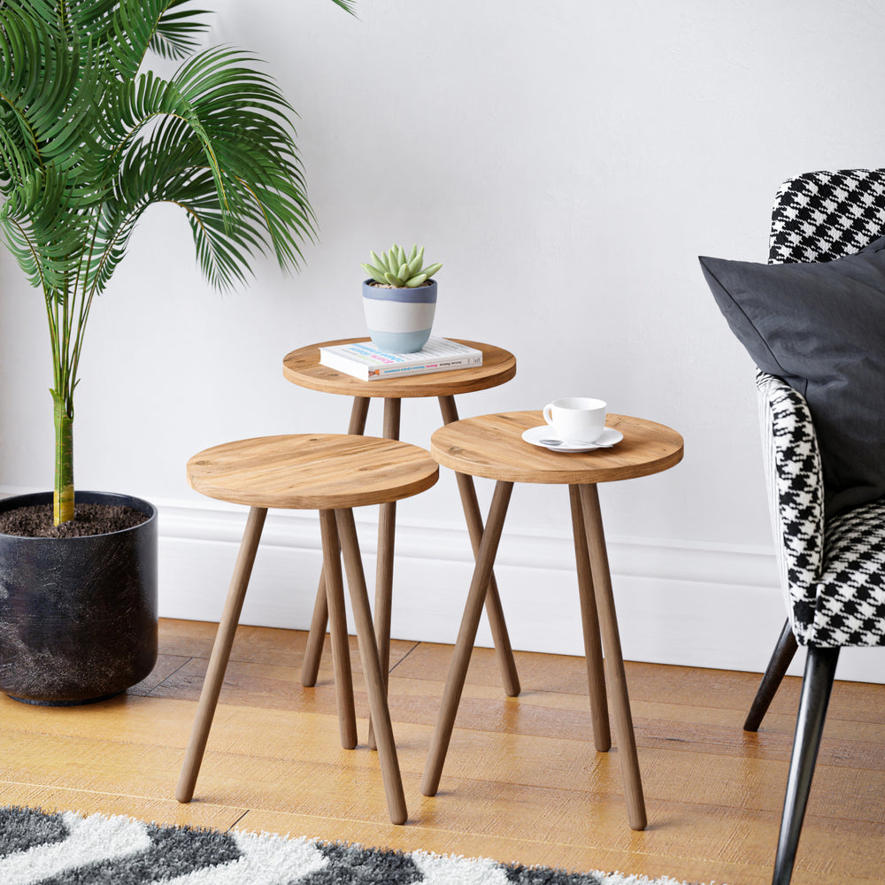 Table d’appoint Hjørring en lot de 3 pièces rond 49 x Ø34 cm diff. couleurs [en.casa] - premiumXL