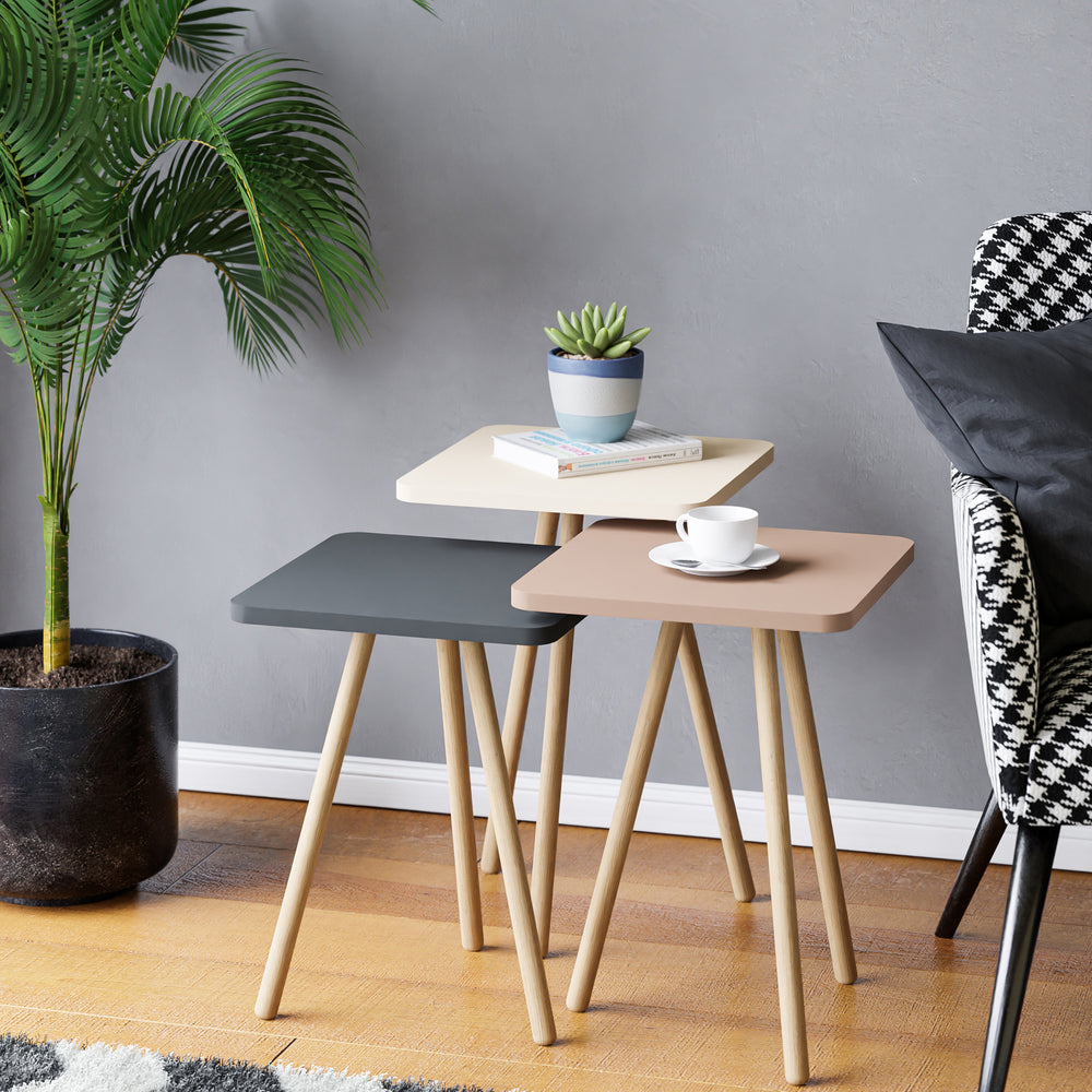 Table d’appoint Hobro en lot de 3, carré 49x34x34 cm [en.casa] - premiumXL