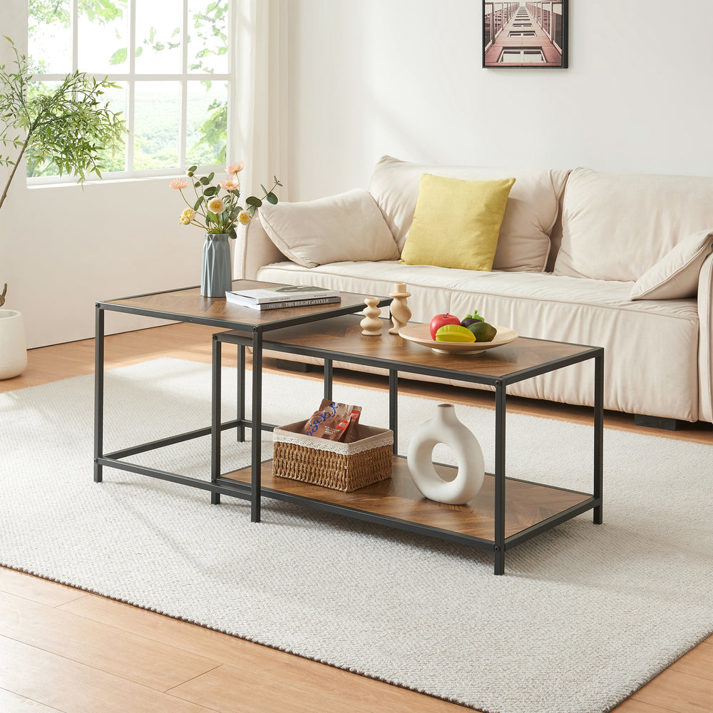 Satztisch Kurghore 2 - tlg. Schwarz/Eichenoptik, dunkel [en.casa] - premiumXL