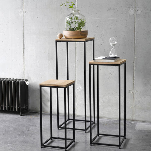 Set de 3 tables d'appoint Kontiolahti gigognes noir effet bois [en.casa]