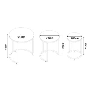 Table gigogne Bornholm en lot de 3 pièces en différentes couleurs [en.casa]