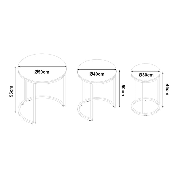 Table gigogne Bornholm en lot de 3 pièces en différentes couleurs [en.casa]