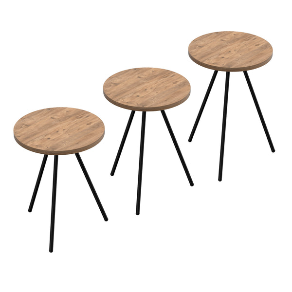 Set de 3 tables d'appoint Ølgod rondes gigognes [en.casa]